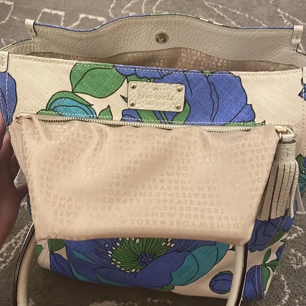 Kate Spade Blue Floral Canvas Style Large tote bag